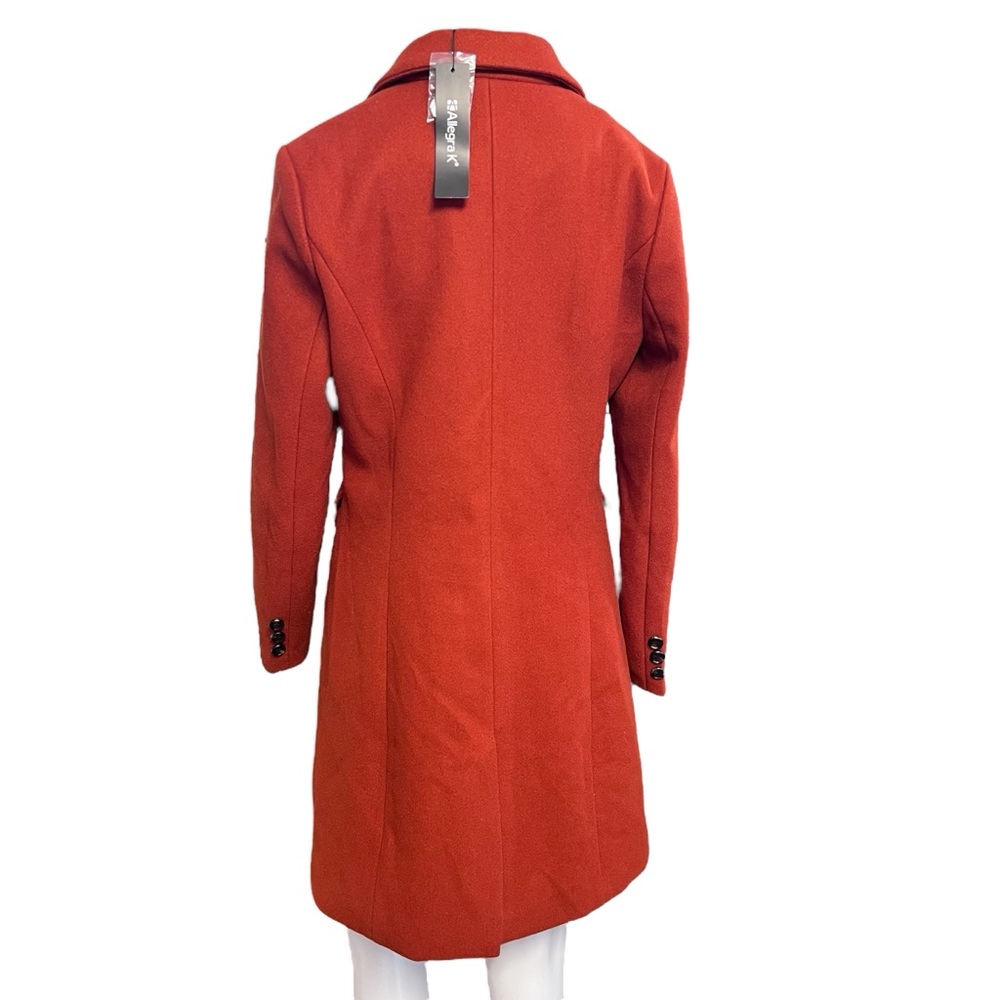 Allegra K NWT Women’s Burnt Orange Pea Coat Double-Breasted Knee-Length Sz. SM - Picture 4 of 6